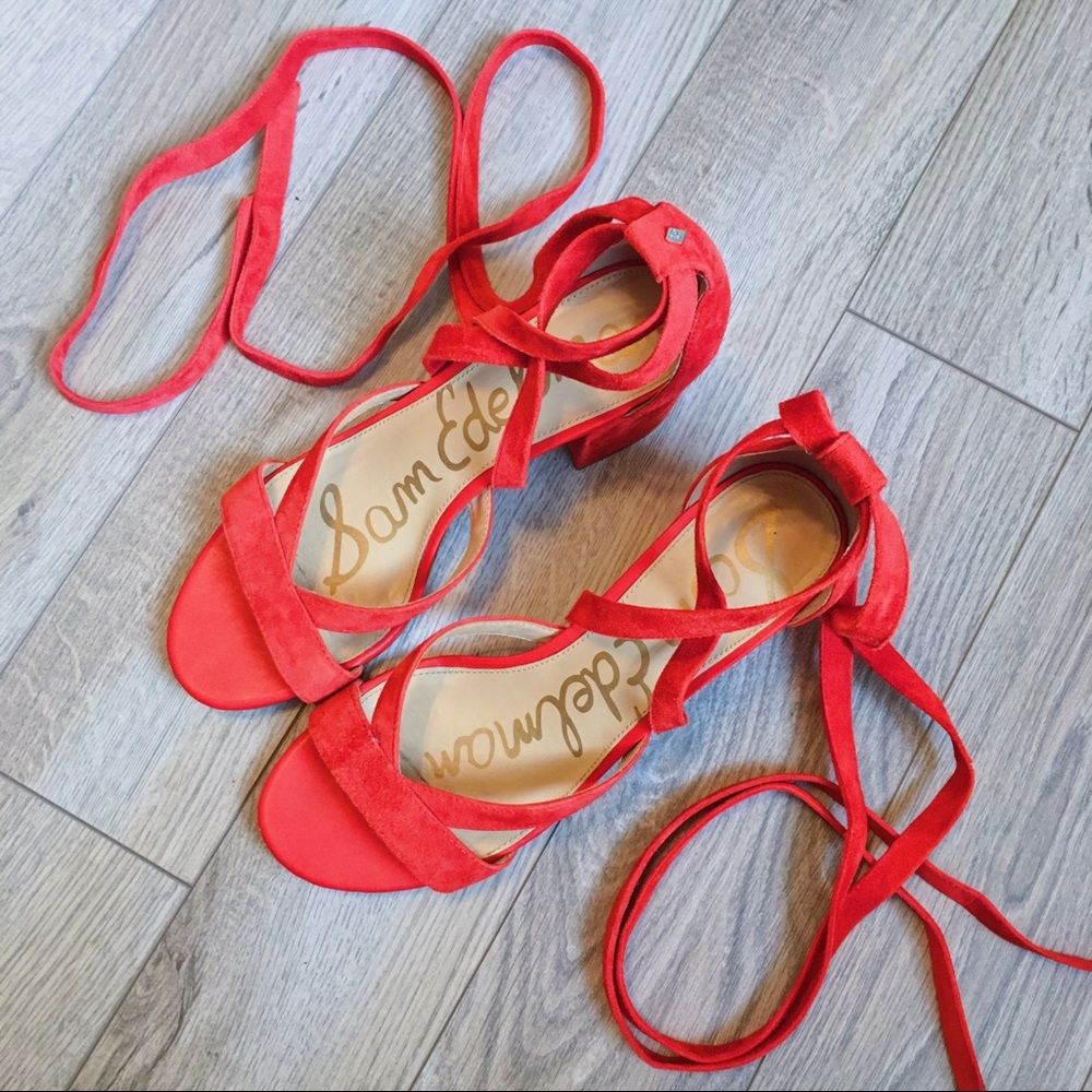 HP ❤️ Red Sam Edelman lace up sandals w/block heel